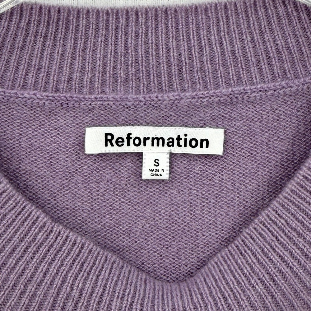 Reformation Sweater Women Small Purple Cashmere Knit Long Sleeve Crewneck - Picture 12 of 16